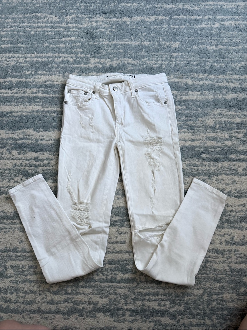 Lovers + Friends White Distressed Skinny Jeans